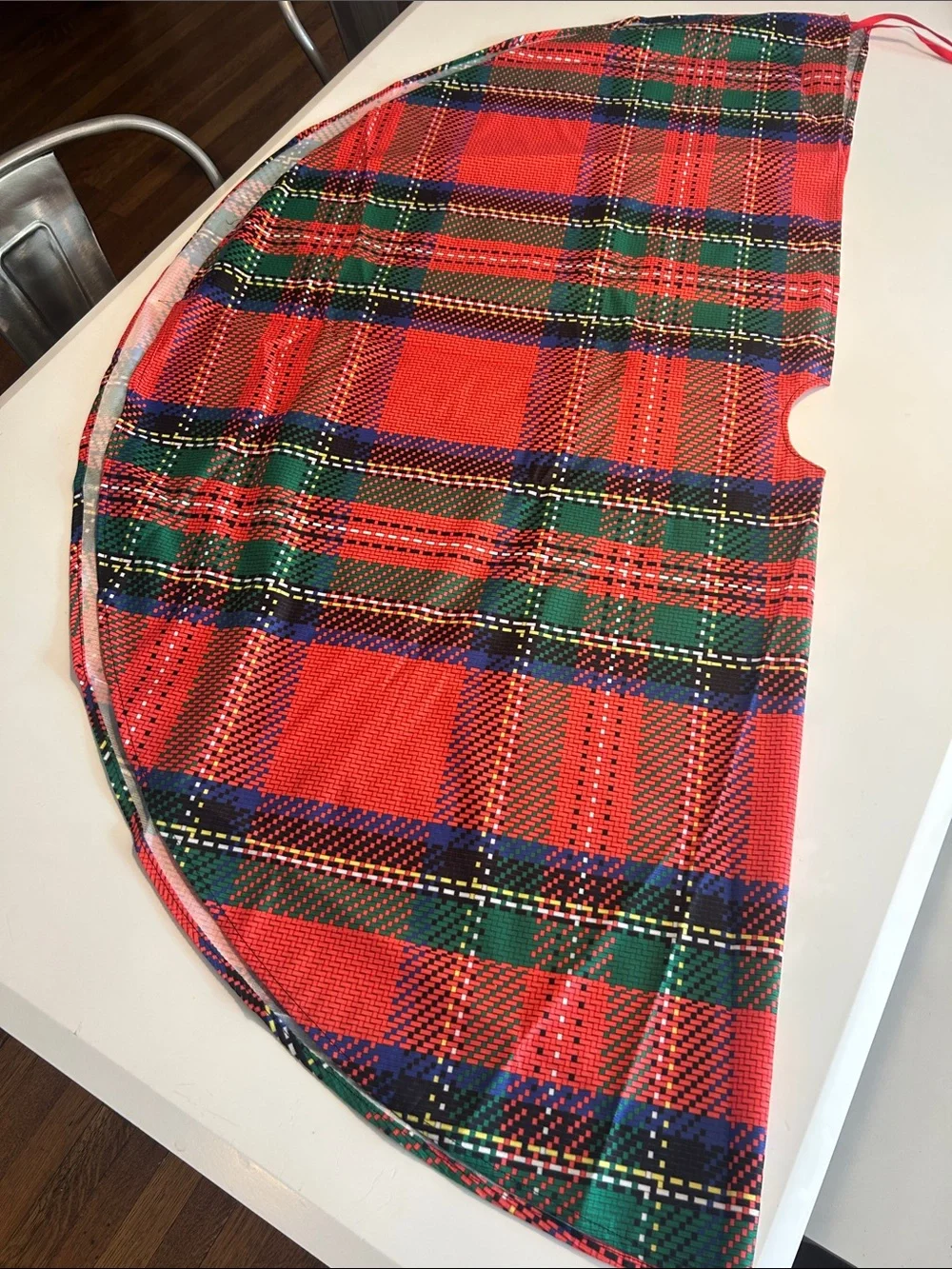 Red Tartan Plaid Printed Christmas Tree Skirt